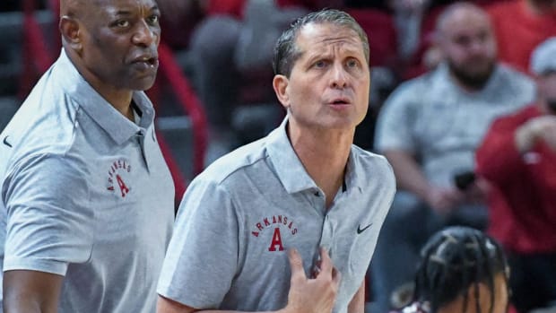 Razorbacks coach Eric Musselman against Missouri
